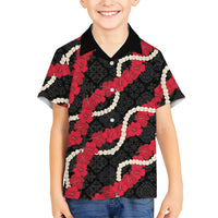 Aloha Ula'ula Hibiscus Pikake Lei Family Matching Off Shoulder Short Dress and Hawaiian Shirt Hawaiian Quilt Pattern
