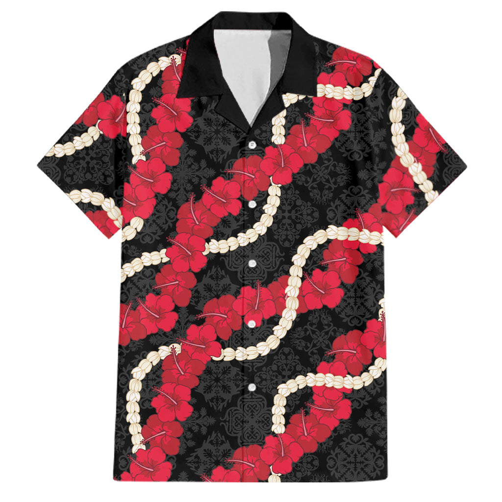Aloha Ula'ula Hibiscus Pikake Lei Family Matching Puletasi and Hawaiian Shirt Hawaiian Quilt Pattern
