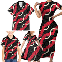 Aloha Ula'ula Hibiscus Pikake Lei Family Matching Short Sleeve Bodycon Dress and Hawaiian Shirt Hawaiian Quilt Pattern
