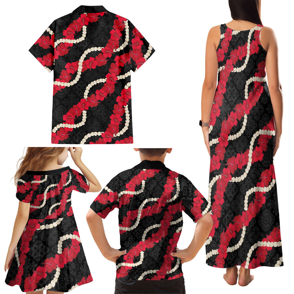 Aloha Ula'ula Hibiscus Pikake Lei Family Matching Tank Maxi Dress and Hawaiian Shirt Hawaiian Quilt Pattern
