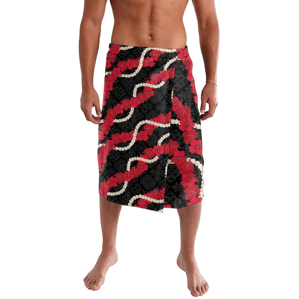 Aloha Ula'ula Hibiscus Pikake Lei Lavalava Hawaiian Quilt Pattern LT9 Black - Polynesian Pride