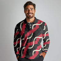 Aloha Ula'ula Hibiscus Pikake Lei Long Sleeve Polo Shirt Hawaiian Quilt Pattern LT9 - Polynesian Pride