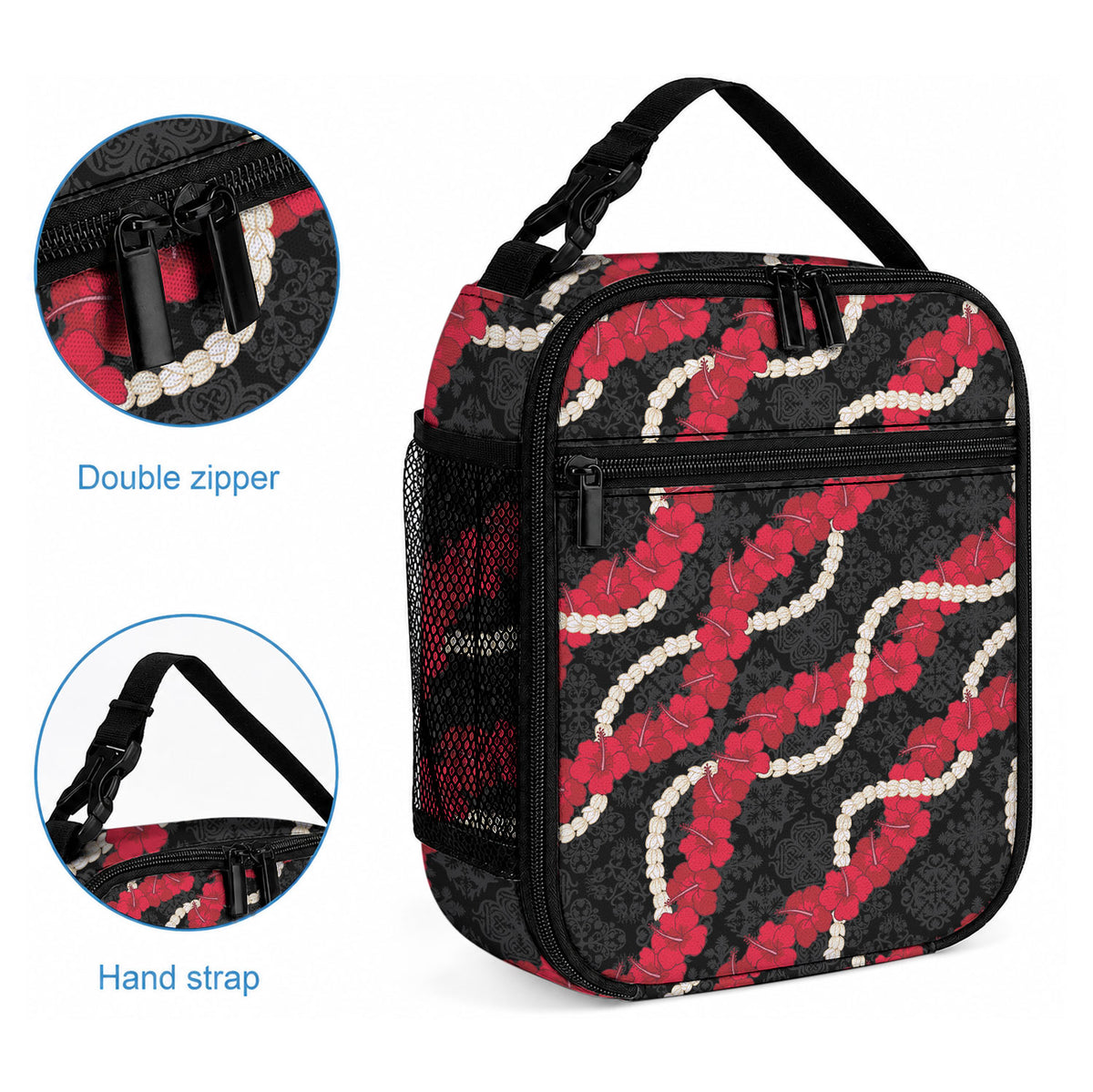 Aloha Ula'ula Hibiscus Pikake Lei Lunch Bag Hawaiian Quilt Pattern LT9 - Polynesian Pride