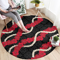 Aloha Ula'ula Hibiscus Pikake Lei Round Carpet Hawaiian Quilt Pattern