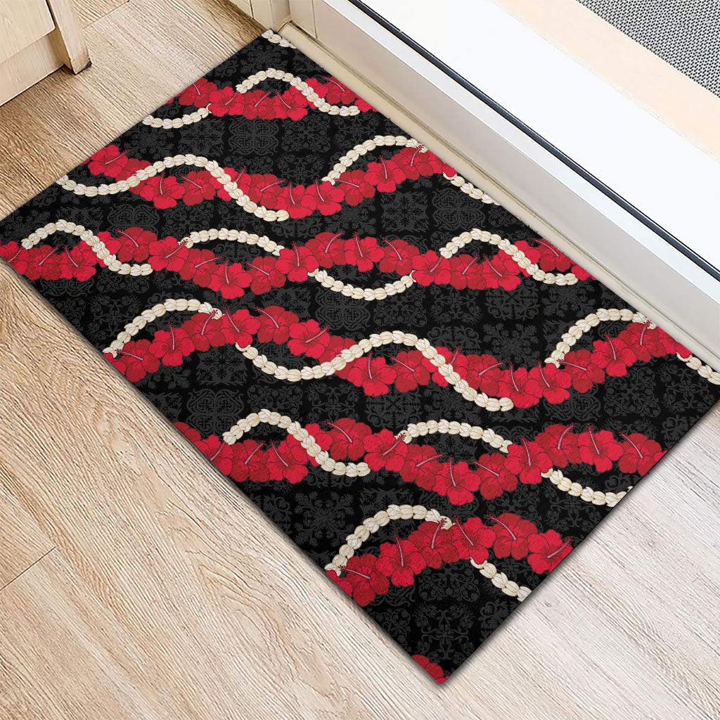 Aloha Ula'ula Hibiscus Pikake Lei Rubber Doormat Hawaiian Quilt Pattern