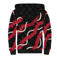 Aloha Ula'ula Hibiscus Pikake Lei Sherpa Hoodie Hawaiian Quilt Pattern
