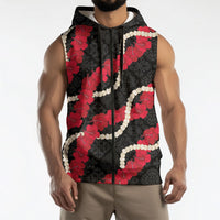Aloha Ula'ula Hibiscus Pikake Lei Sleeveless Zip Hoodie Hawaiian Quilt Pattern LT9 - Polynesian Pride
