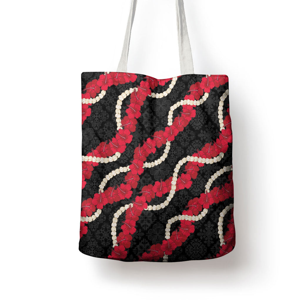 Aloha Ula'ula Hibiscus Pikake Lei Tote Bag Hawaiian Quilt Pattern