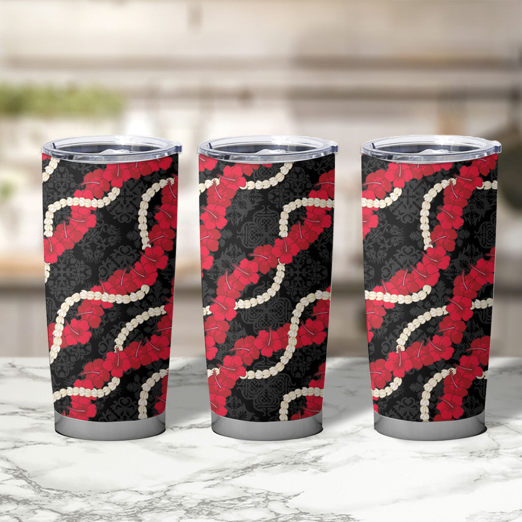 Aloha Ula'ula Hibiscus Pikake Lei Tumbler Cup Hawaiian Quilt Pattern