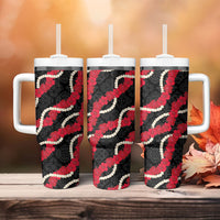 Aloha Ula'ula Hibiscus Pikake Lei Tumbler With Handle Hawaiian Quilt Pattern