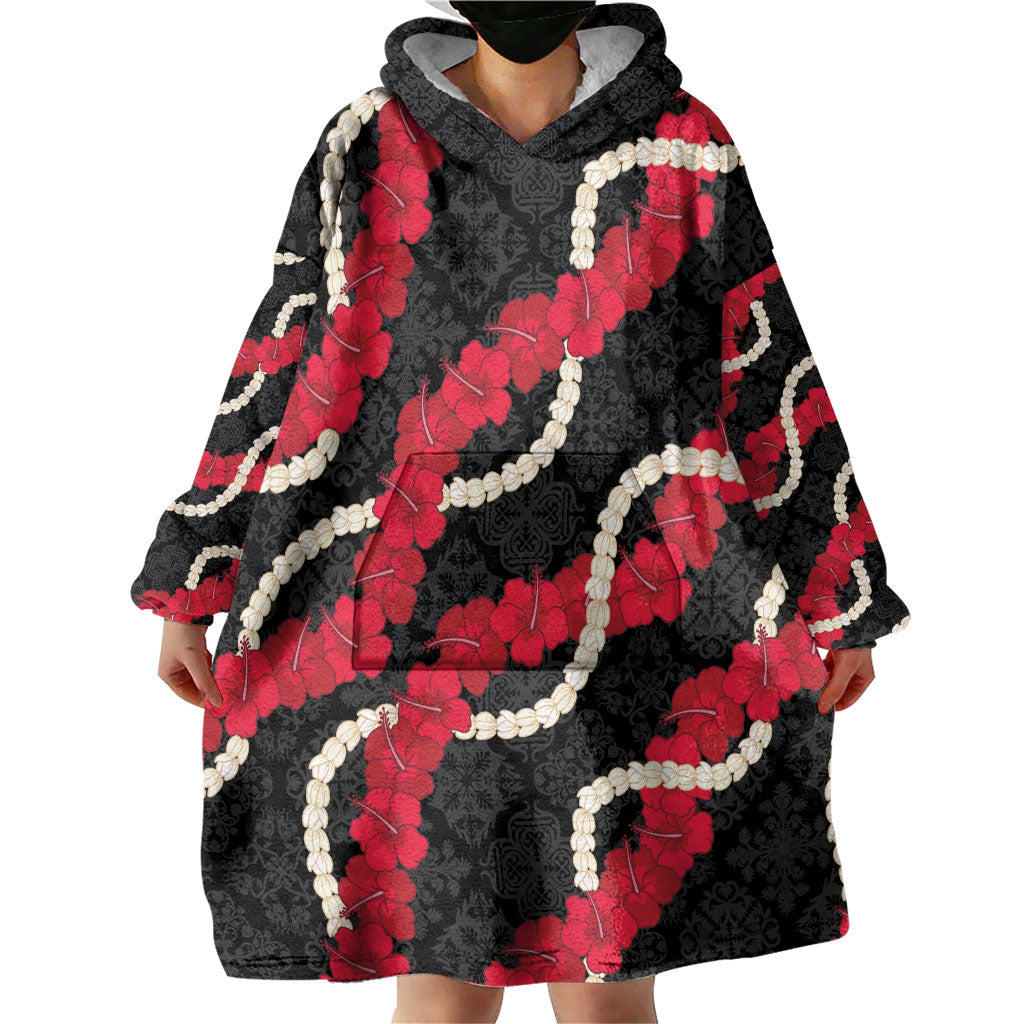 Aloha Ula'ula Hibiscus Pikake Lei Wearable Blanket Hoodie Hawaiian Quilt Pattern LT9 - Polynesian Pride