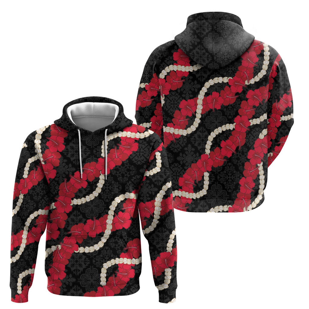 Aloha Ula'ula Hibiscus Pikake Lei Zip Hoodie Hawaiian Quilt Pattern