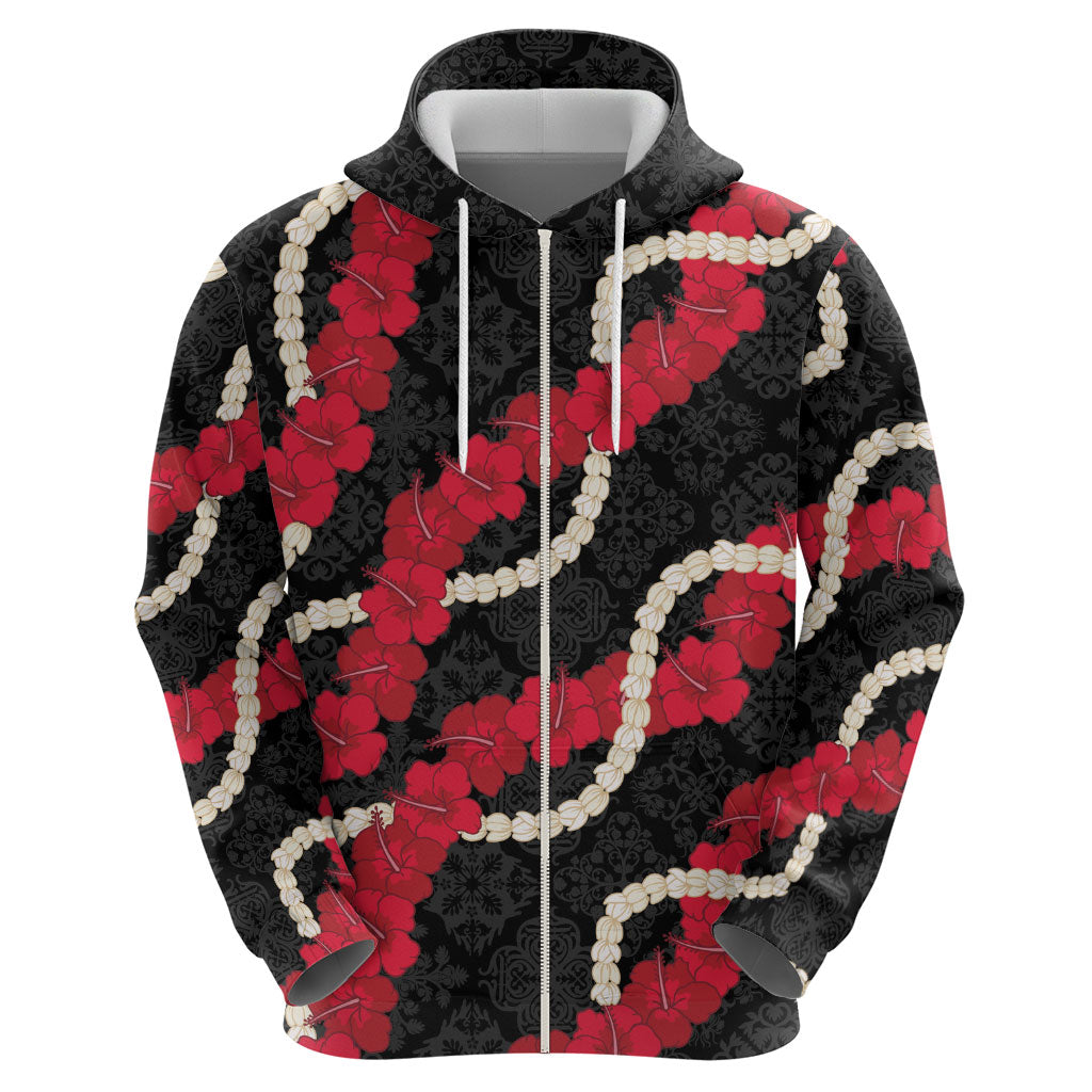 Aloha Ula'ula Hibiscus Pikake Lei Zip Hoodie Hawaiian Quilt Pattern