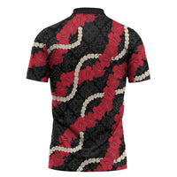 Aloha Ula'ula Hibiscus Pikake Lei Zipper Polo Shirt Hawaiian Quilt Pattern