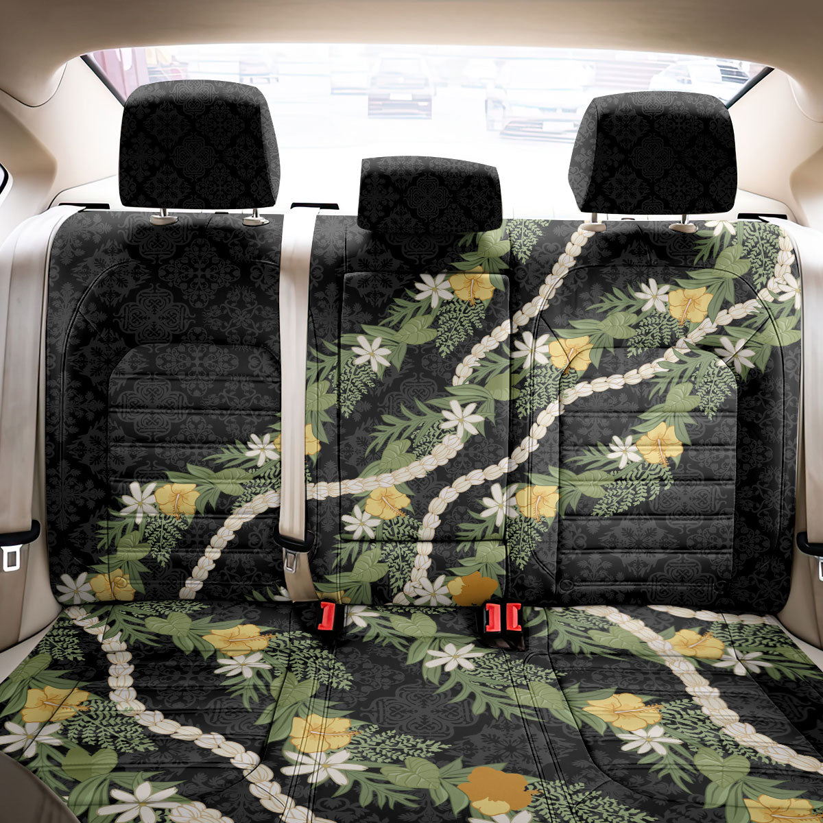 Puakenikeni Anthurium Pikake Lei Back Car Seat Cover Hawaiian Quilt Pattern