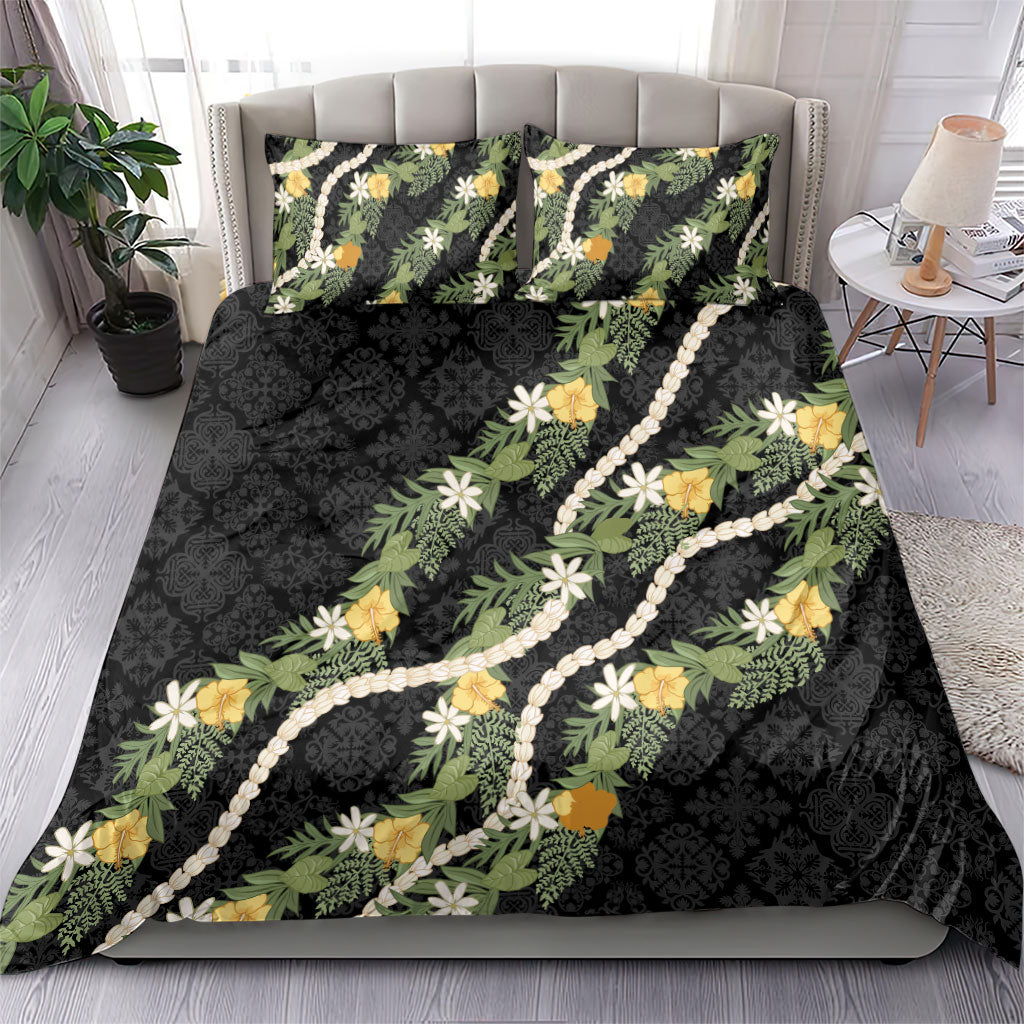 Puakenikeni Anthurium Pikake Lei Bedding Set Hawaiian Quilt Pattern
