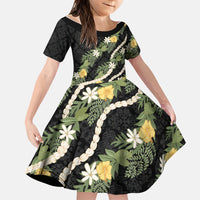 Puakenikeni Anthurium Pikake Lei Family Matching Long Sleeve Bodycon Dress and Hawaiian Shirt Hawaiian Quilt Pattern
