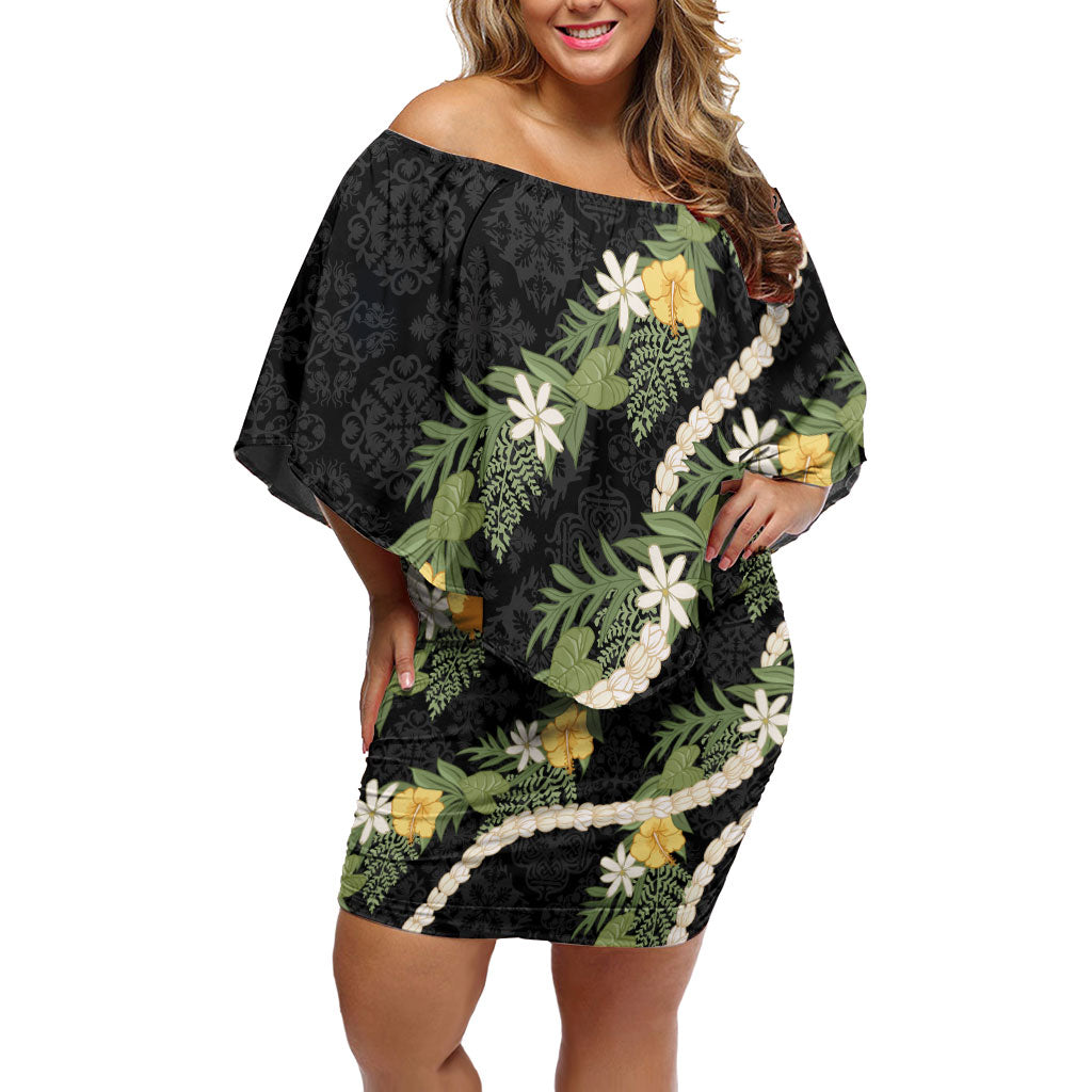 Puakenikeni Anthurium Pikake Lei Family Matching Off Shoulder Short Dress and Hawaiian Shirt Hawaiian Quilt Pattern