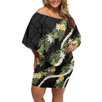 Puakenikeni Anthurium Pikake Lei Family Matching Off Shoulder Short Dress and Hawaiian Shirt Hawaiian Quilt Pattern