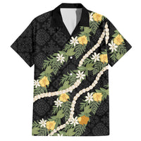 Puakenikeni Anthurium Pikake Lei Hawaiian Shirt Hawaiian Quilt Pattern LT9 Black - Polynesian Pride