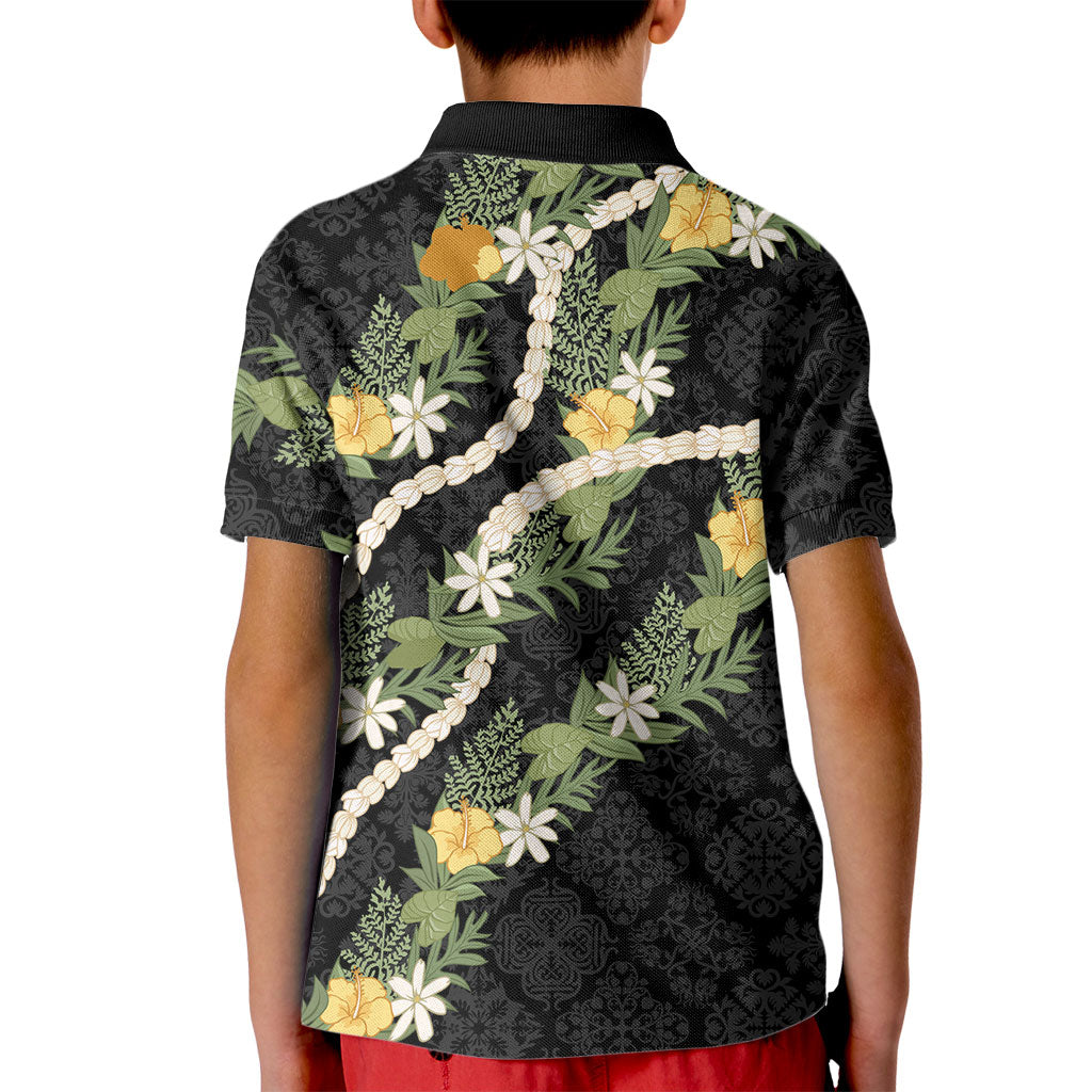 Puakenikeni Anthurium Pikake Lei Kid Polo Shirt Hawaiian Quilt Pattern LT9 - Polynesian Pride