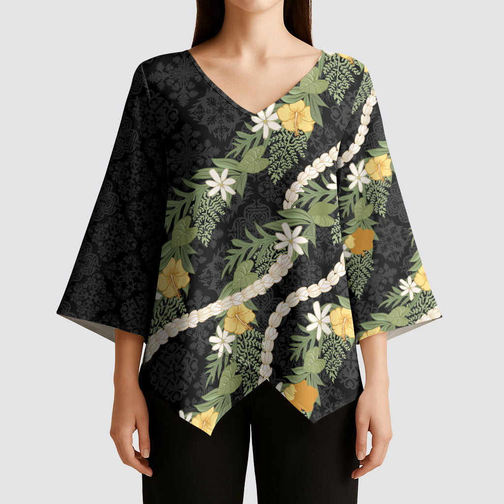 Puakenikeni Anthurium Pikake Lei Kimono Sleeve Blouse Hawaiian Quilt Pattern