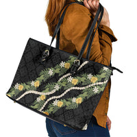 Puakenikeni Anthurium Pikake Lei Leather Tote Bag Hawaiian Quilt Pattern