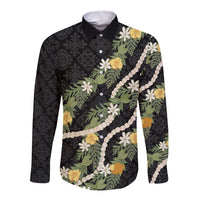 Puakenikeni Anthurium Pikake Lei Long Sleeve Button Shirt Hawaiian Quilt Pattern
