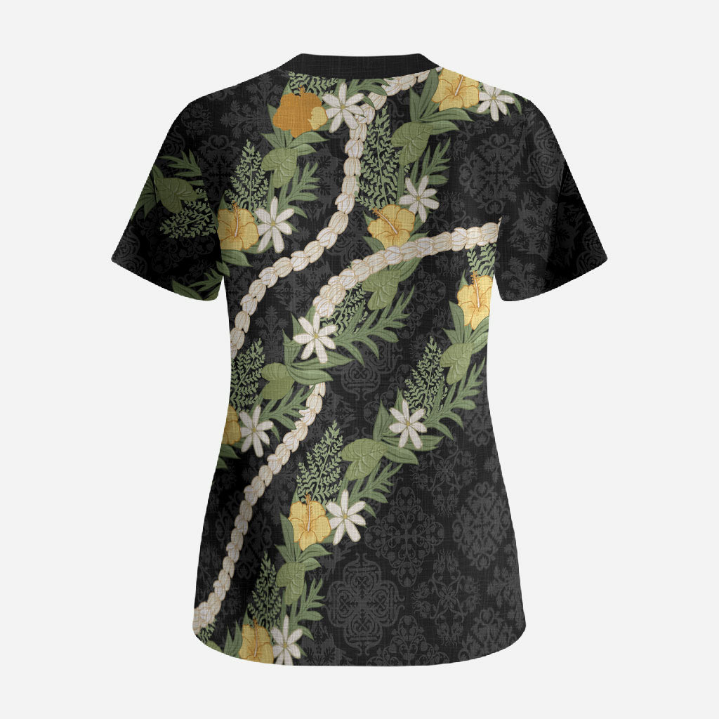 Puakenikeni Anthurium Pikake Lei Scrub Top Hawaiian Quilt Pattern