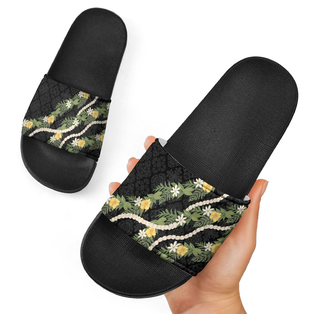 Puakenikeni Anthurium Pikake Lei Slide Sandals Hawaiian Quilt Pattern