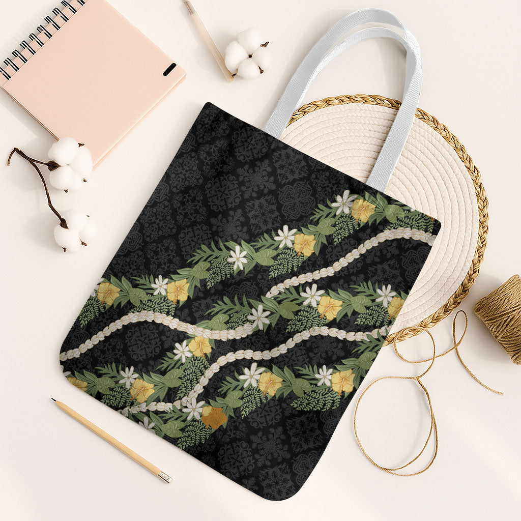 Puakenikeni Anthurium Pikake Lei Tote Bag Hawaiian Quilt Pattern