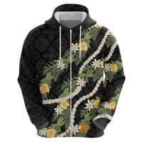 Puakenikeni Anthurium Pikake Lei Zip Hoodie Hawaiian Quilt Pattern