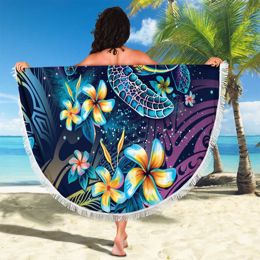 Plumeria Turtles Traditional Tribal Beach Blanket LT9 - Polynesian Pride