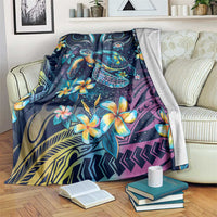 Plumeria Turtles Traditional Tribal Blanket LT9 Black - Polynesian Pride