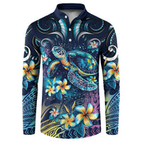 Plumeria Turtles Traditional Tribal Button Sweatshirt LT9 Black - Polynesian Pride