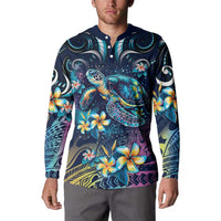 Plumeria Turtles Traditional Tribal Button Sweatshirt LT9 - Polynesian Pride