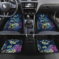 Plumeria Turtles Traditional Tribal Car Mats LT9 Set 4pcs Black - Polynesian Pride