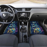 Plumeria Turtles Traditional Tribal Car Mats LT9 Set 2pcs - Front Black - Polynesian Pride