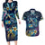 Plumeria Turtles Traditional Tribal Couples Matching Long Sleeve Bodycon Dress and Hawaiian Shirt