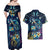 Plumeria Turtles Traditional Tribal Couples Matching Off Shoulder Maxi Dress and Hawaiian Shirt