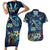 Plumeria Turtles Traditional Tribal Couples Matching Short Sleeve Bodycon Dress and Hawaiian Shirt