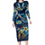 Plumeria Turtles Traditional Tribal Family Matching Long Sleeve Bodycon Dress and Hawaiian Shirt