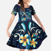 Plumeria Turtles Traditional Tribal Family Matching Off Shoulder Maxi Dress and Hawaiian Shirt