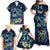 Plumeria Turtles Traditional Tribal Family Matching Off Shoulder Maxi Dress and Hawaiian Shirt