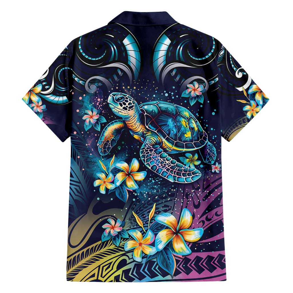 Plumeria Turtles Traditional Tribal Family Matching Off Shoulder Maxi Dress and Hawaiian Shirt