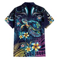 Plumeria Turtles Traditional Tribal Family Matching Off Shoulder Maxi Dress and Hawaiian Shirt