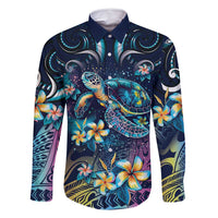 Plumeria Turtles Traditional Tribal Family Matching Off Shoulder Maxi Dress and Hawaiian Shirt