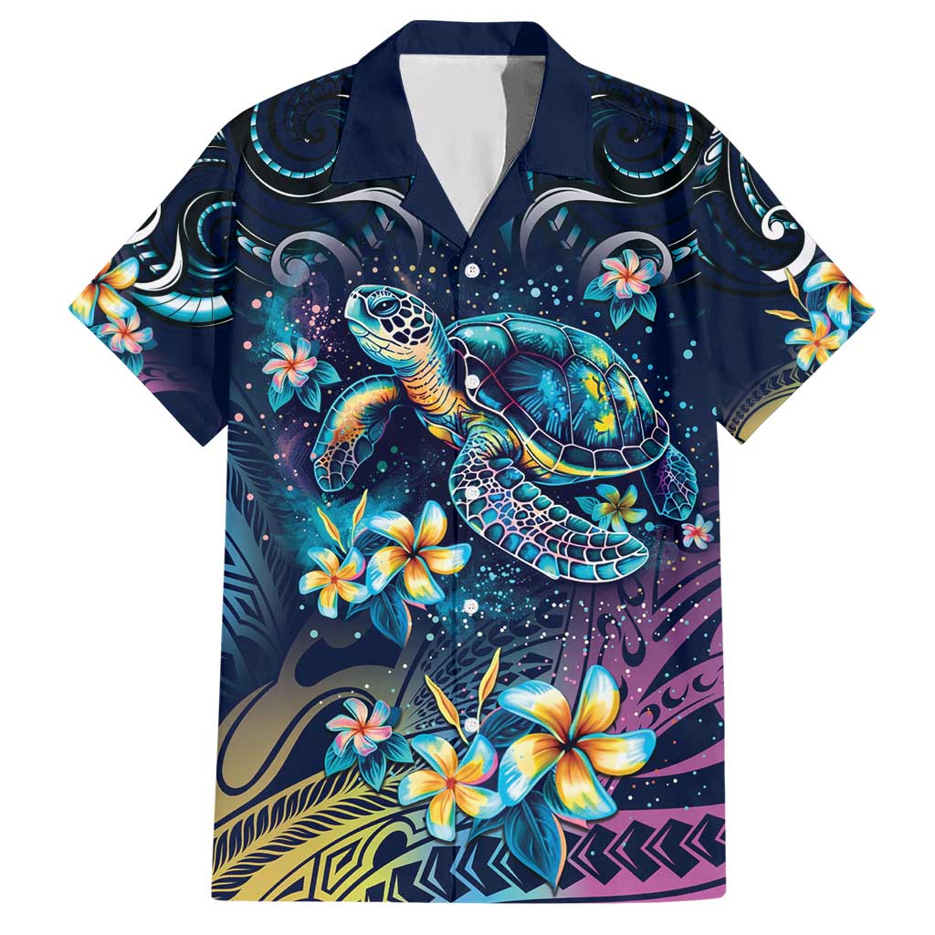 Plumeria Turtles Traditional Tribal Hawaiian Shirt LT9 Black - Polynesian Pride