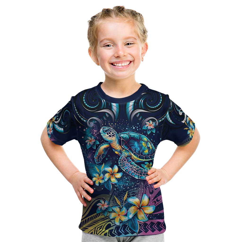 Plumeria Turtles Traditional Tribal Kid T Shirt