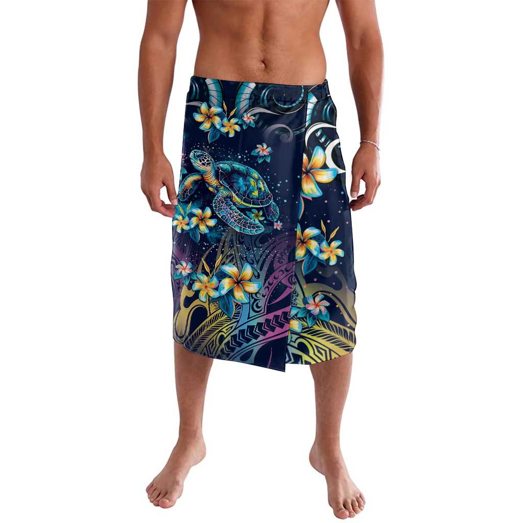 Plumeria Turtles Traditional Tribal Lavalava LT9 Black - Polynesian Pride